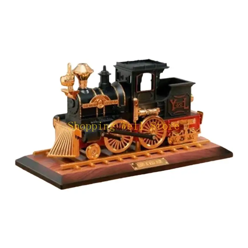 KX4B Classical Railway Train Antique Car Model Musical Box Hand Wind Up Mechanism Melodies Ornament Home Office Decors Gift