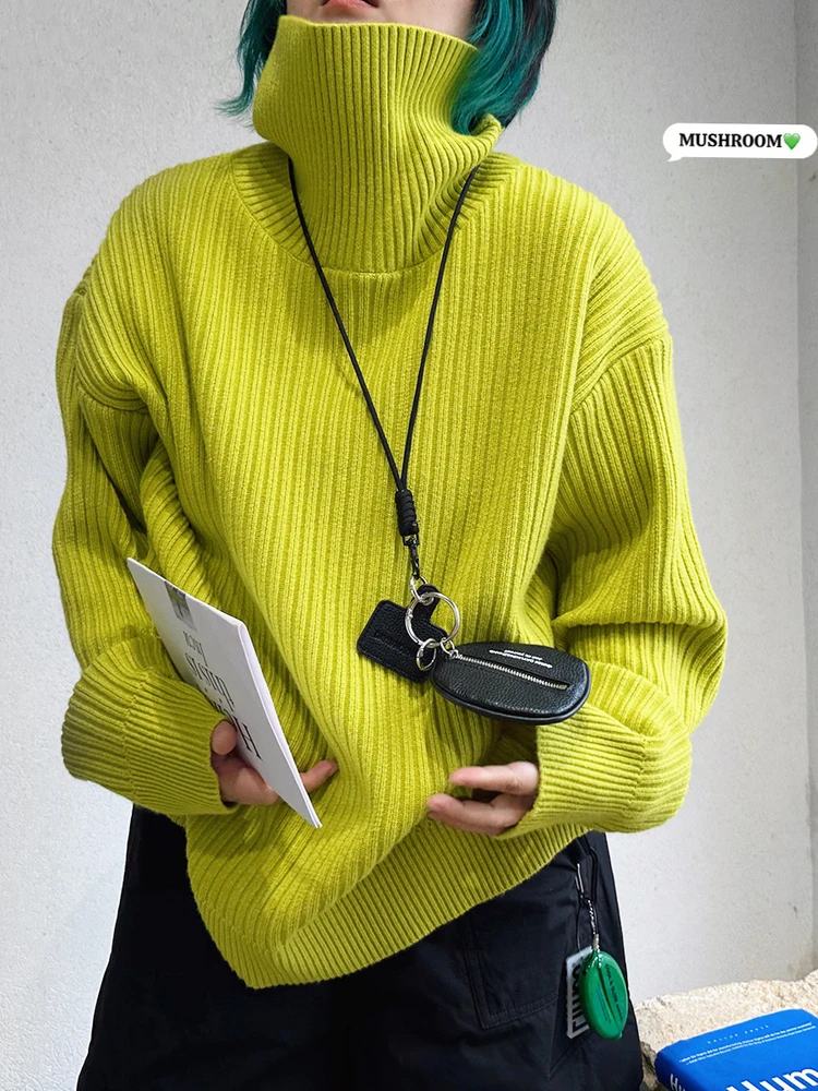 

Faionable mat Color High Collar Sweater Women's Casual Sle Retro Versatile Winter New Arrival Korean Version