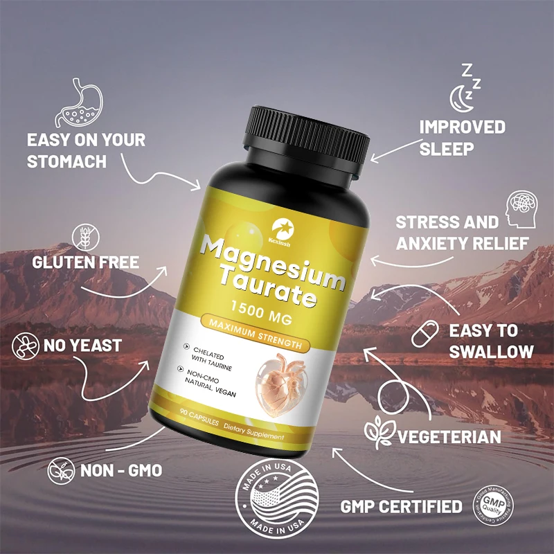 Kexinsh Magnesium Taurate Supplement for Cardiovascular Health to Boost Magnesium Levels Non-GMO, Gluten Free