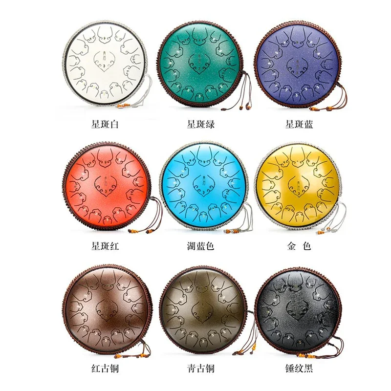 14 Inch 15 Note Steel Tongue Drum C Key Lotus Hand Pan Drum Yoga Meditation Music Drums Professional Percussion Instrument Gifts