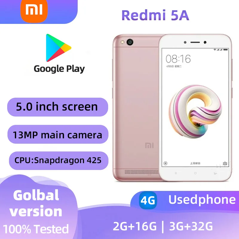 هاتف Xiaomi Redmi 5A 4G Android 5.0 بوصة RAM 2G ROM 16G Qualcomm Snapdragon 425 مستعمل