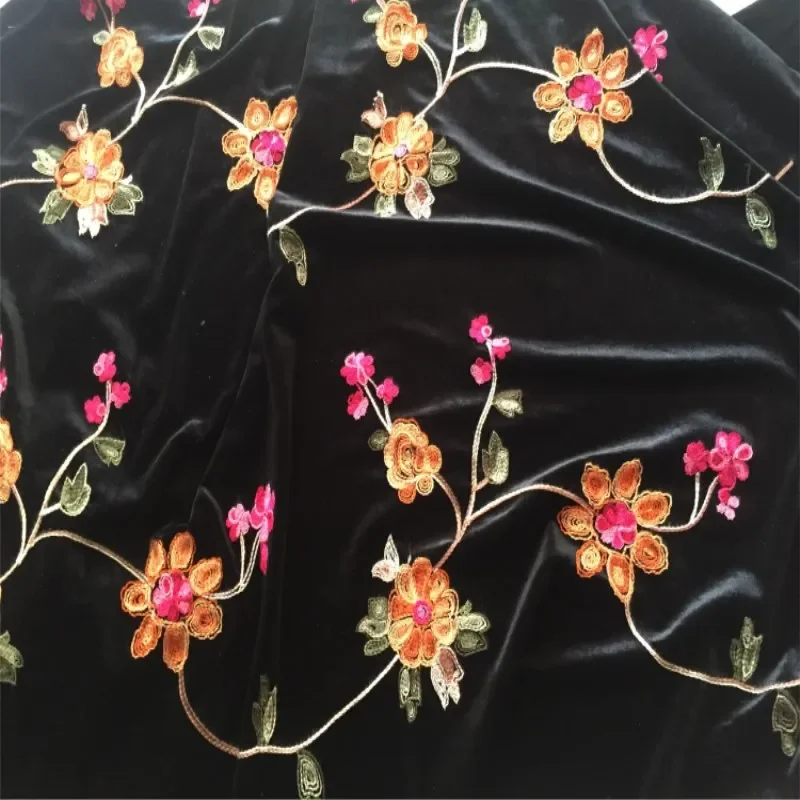 

Золотая бархатная ткань с вышивкой, весенне-осенняя юбка Cheongsam, одежда, оптовая продажа, ткань на метр для шитья, материал «сделай сам»