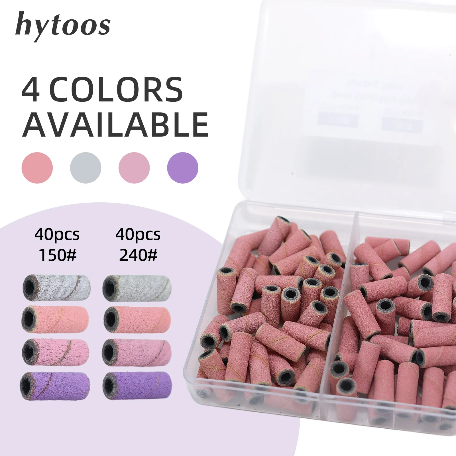 HYTOOS 3mm Mini Sanding Bands Kit for Electric Nail Drill File 2 Grid 80pcs Polishing Nails Removel Gel Tool without Mandrel Bit