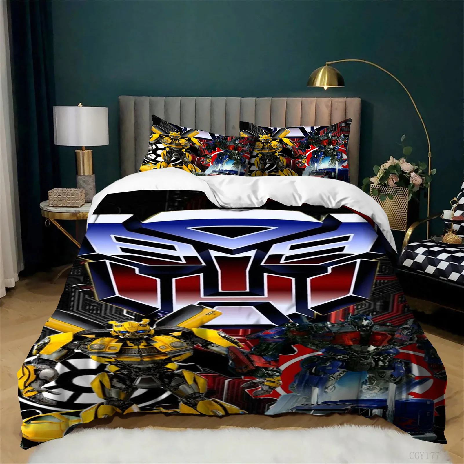 

Tran-sformers Cartoon Duvet Cover Set 3 Pieces Bedding Set Soft Bedding Comfortable for Kids Duvet Sets