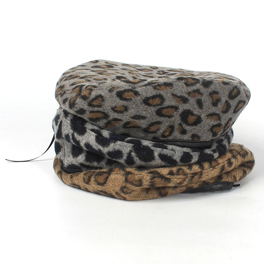 

Felt Leopard Beret Women Hats Artist Hat Lightweight Comfortable Warm FashionABLE Hat leopard felt beret artist beret