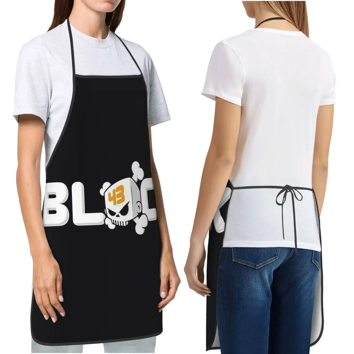 Ken Block Acrylic Skull Aprons Chef Cooking Baking Tablier Bib Kitchen Cleaning Pinafore for Women Men Gardening