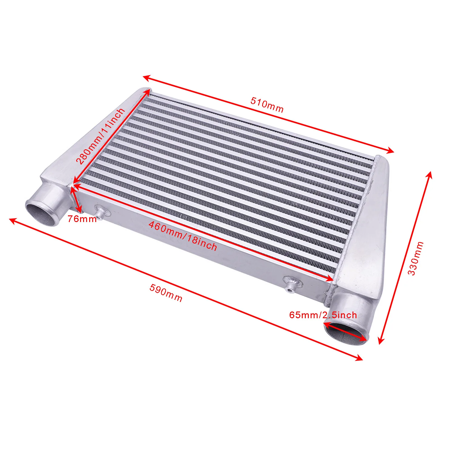 Automobile Intercooler Universal 460x280x76MM-65MM Turbocharged Radiator Intake Modified Tubular Type