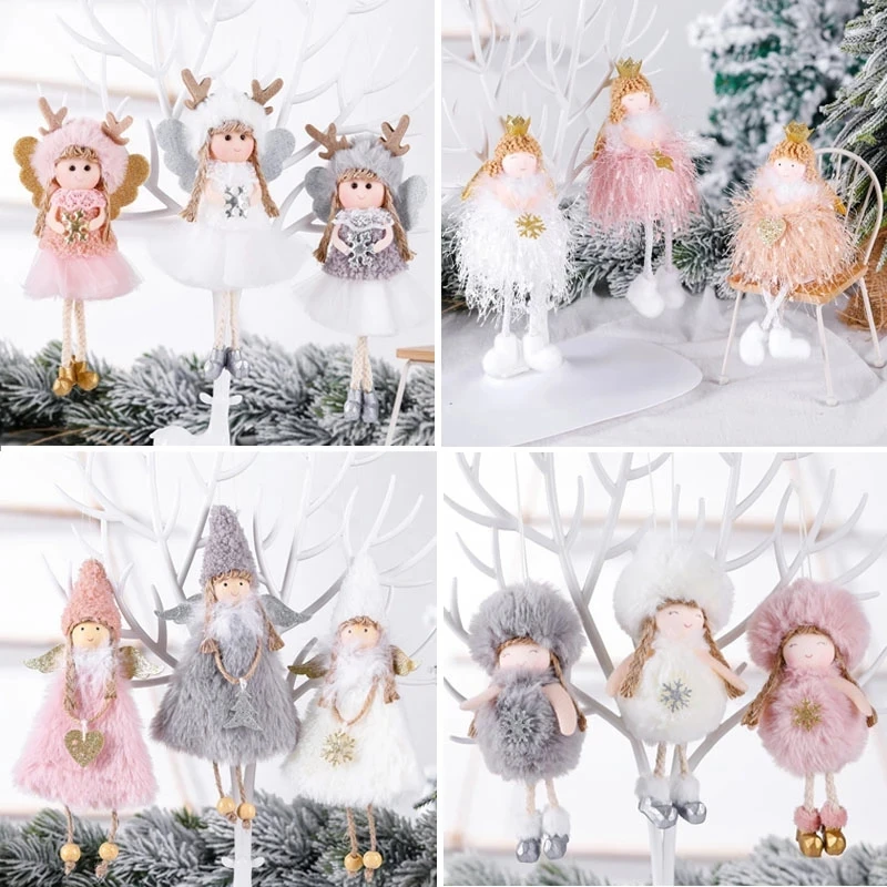 Pink Cute Angel Doll 2023 New Year Gift Xmas Tree Ornament Noel Christmas Decoration for Home Kids Natal Navidad 2022 Decor