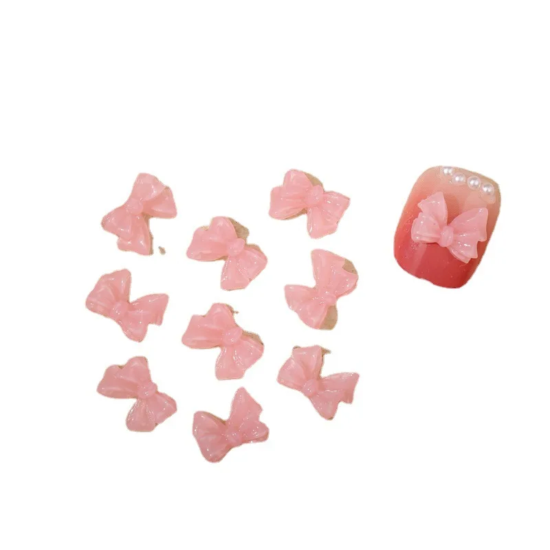 50 teile/los Sommer Nail Art Bogen Doppel Gelee Pfirsich rosa Fliege Eis durchscheinende Oberfläche Stereo kleinen Schmuck