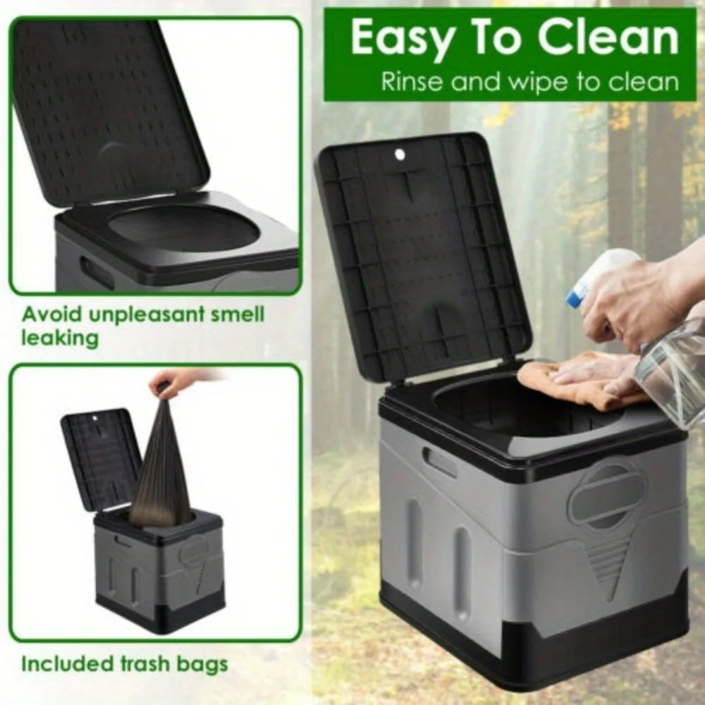 Ensemble de toilettes portables pliables et hygiéniques, conception pliable peu encombrante pour répondre aux besoins de repos en extérieur, équipement essentiel très pratique pour les activités de camping et les voyages longue distance.