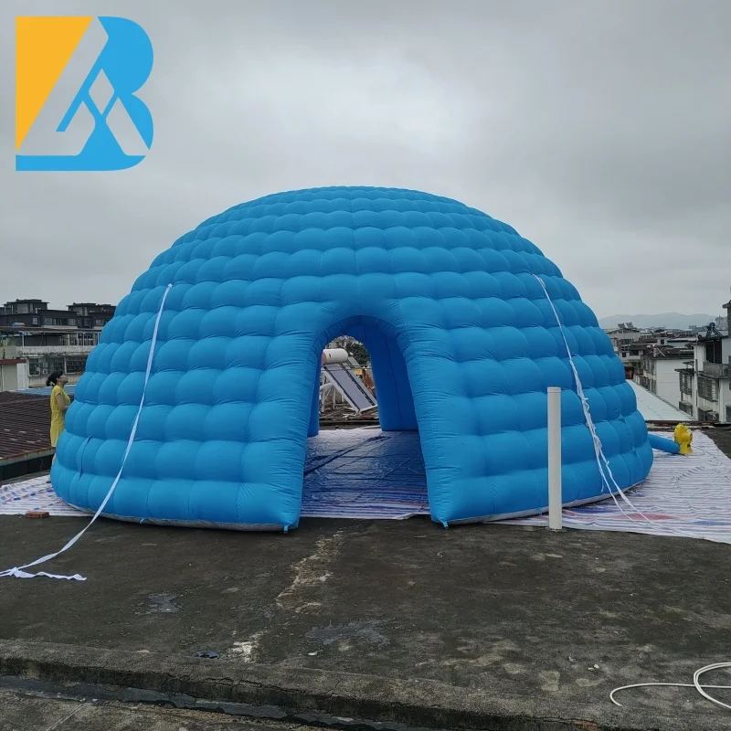 Barraca iglu portátil inflável azul claro espaço para eventos de festa privada para brinquedos de aluguel de eventos corporativos