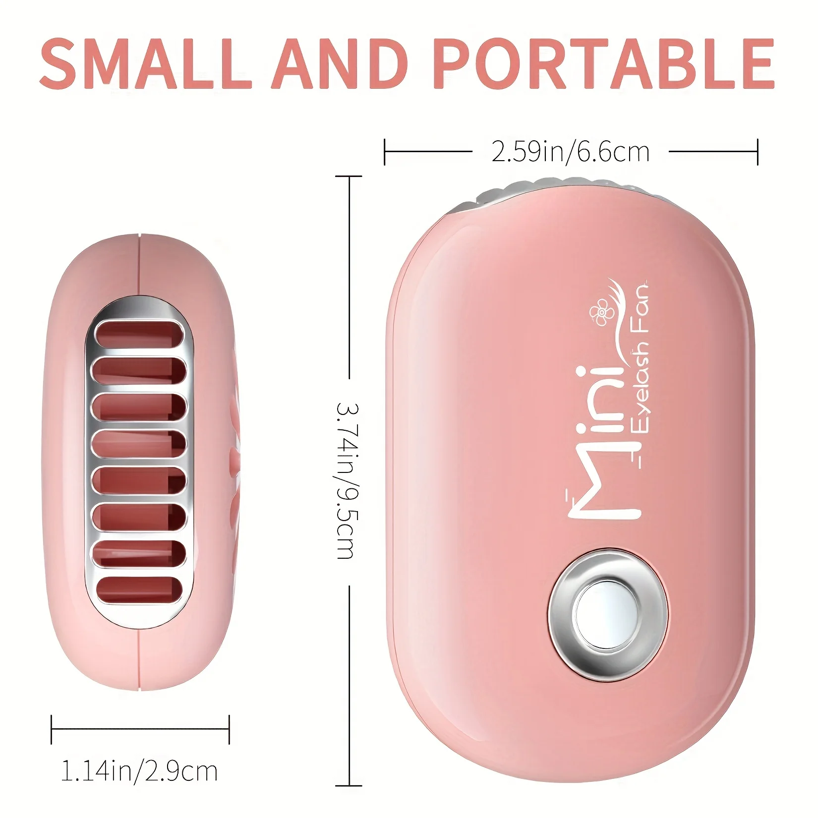 Mini Eyelash Extension Fan Portable Handheld Rechargeable Type-C 3 Speed Dryer Blower for Lash Makeup Nail Beauty Accessories