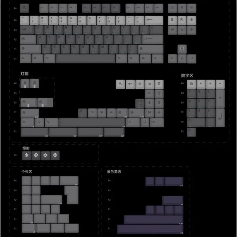 Imagem -06 - Keycap Prata Secreto para Teclado Mecânico para Jogos Boné de Teclado Laser Luminoso Personalizado Perfil Cereja 17 mm 176key Pbt Plus pc