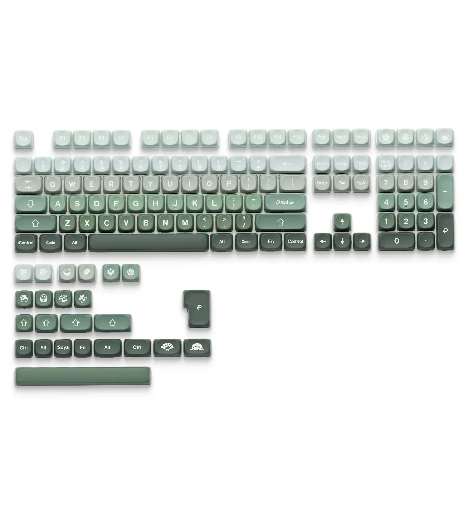 Keycap MOA highly customized personalized magnetic axis mechanical keyboard cap gradual change green PBT hot sublimation round