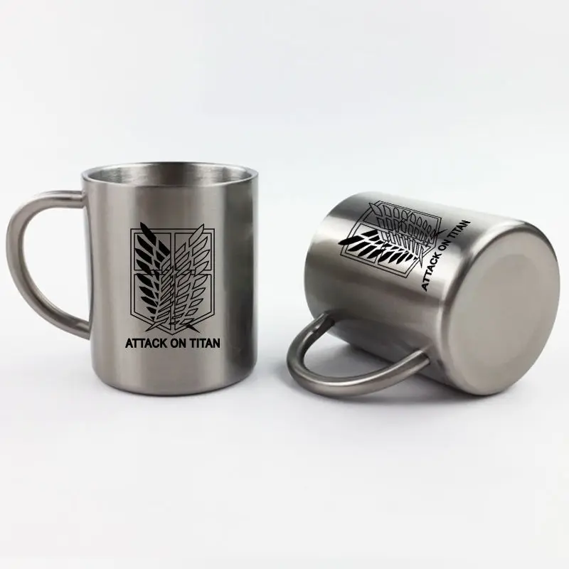 Attack anime giant mugs 2 yuan stainless steel mugs anime water cup freedom wings around