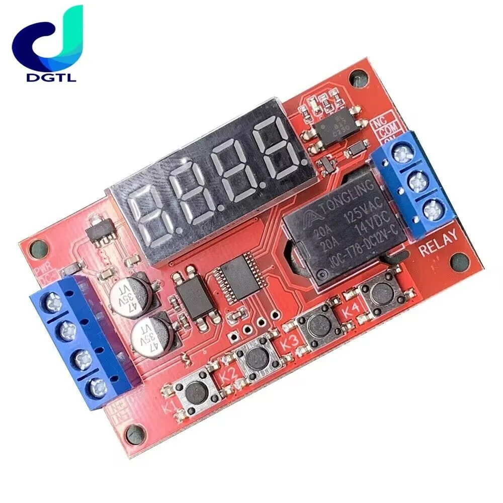 Delay time relay module 5V12V24V timing programmable optocoupler isolation pulse cycle power off trigger