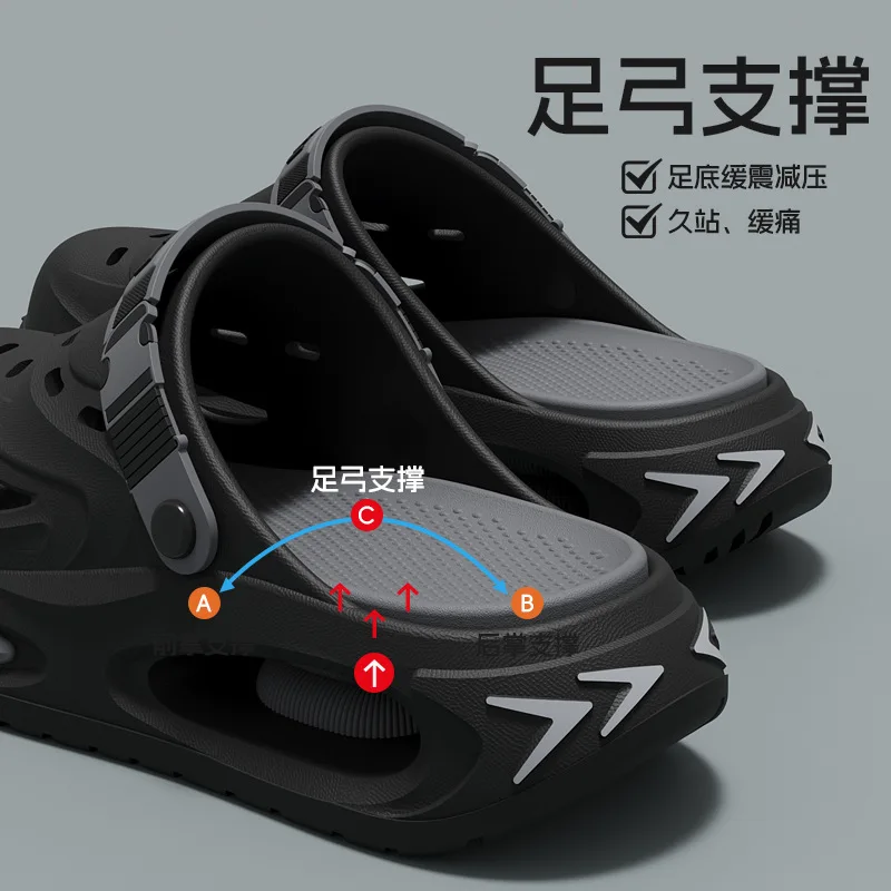Hole shoes men's slippers summer new non-slip, deodorant and wear-resistant men's wear, thick bottom