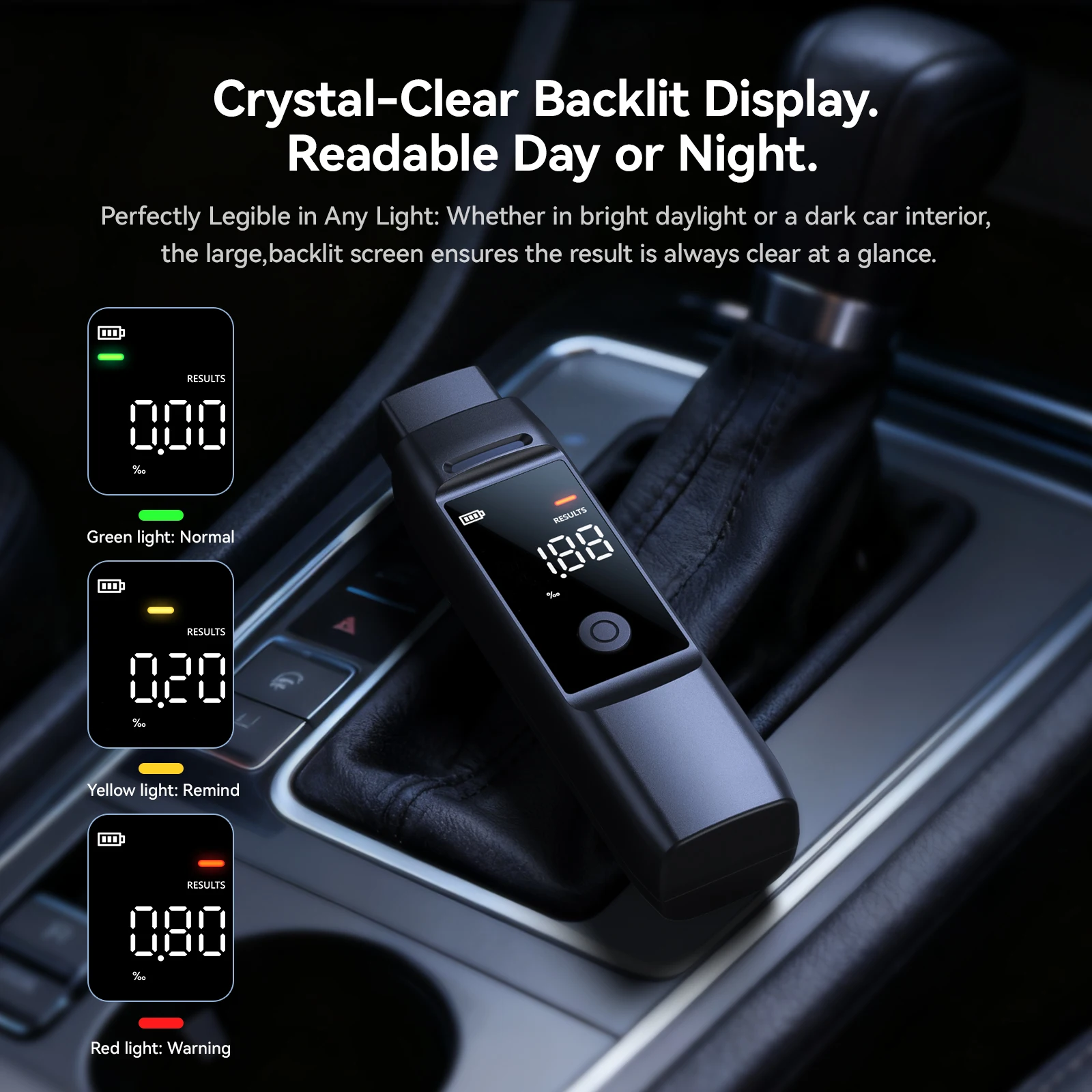 The Latest Chip Technology, Sensor Replaceable Alcohol Tester, Suitable for Personal and Household Use (Excluding Batteries)