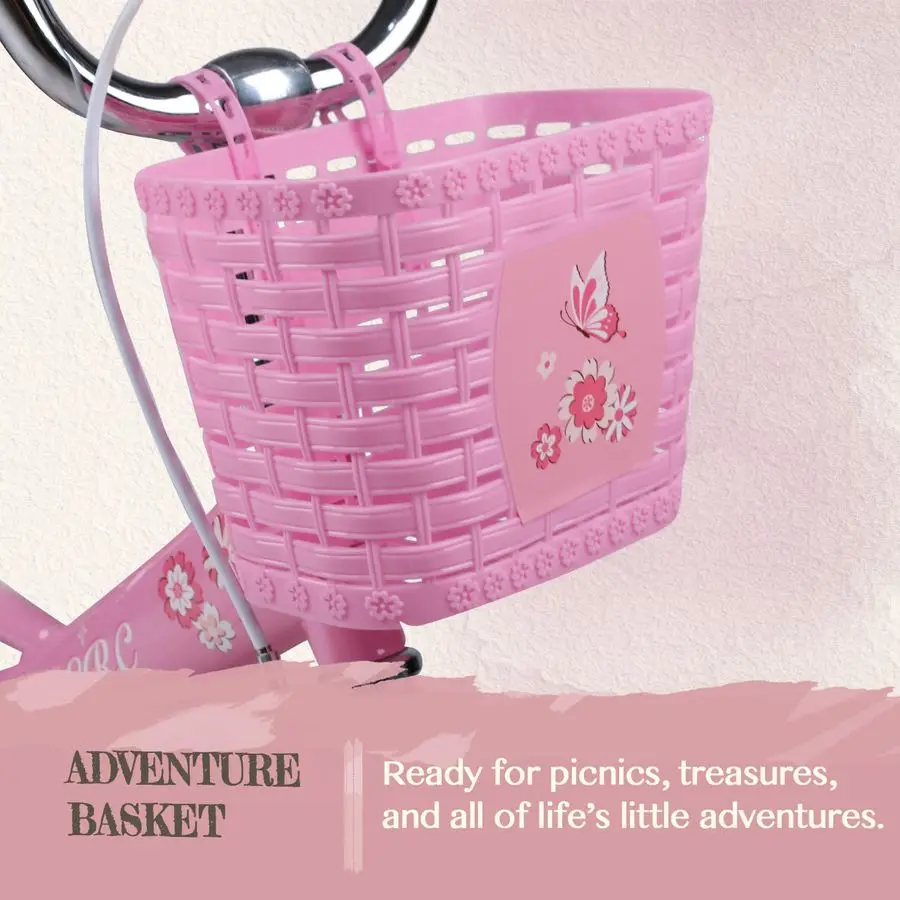 Sasha Mädchenfahrrad, 1220-Zoll-Kinderfahrrad für Kinder im Alter von 213 Jahren, Kinderfahrrad mit DollSeat-Verstärker, Korbverstärker, Stützräder, Mu