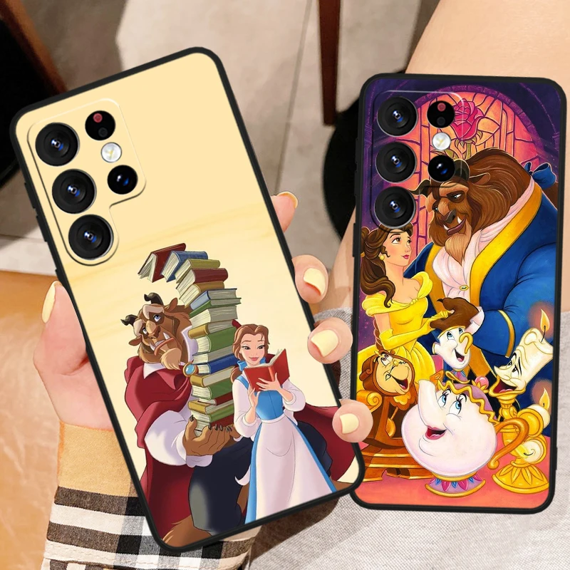 Disney Beauty And The Beast For Samsung Galaxy S24 S23 S22 S21 S20 FE S10 Ultra Plus Shockproof Soft TPU Black Phone Case