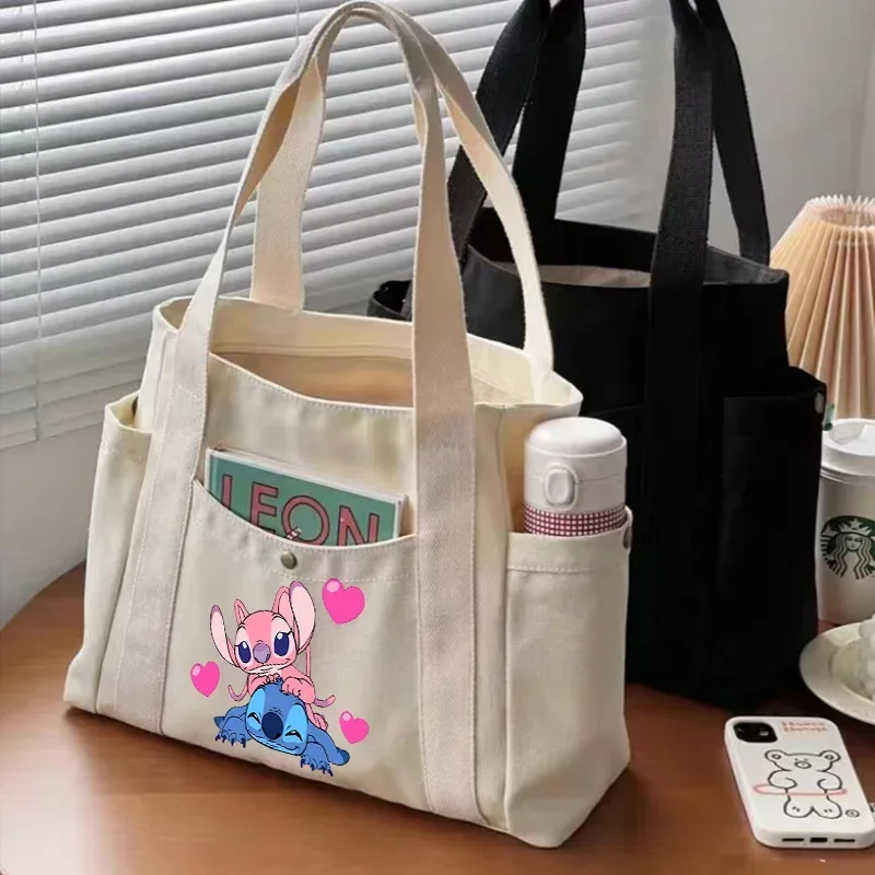 Lilo & Stitch Bolsas Disney Bolsas para Mulheres Grande Capacidade Personagem de Desenho Animado Impressão Tote Bolsa de Ombro Portátil Presente de Aniversário