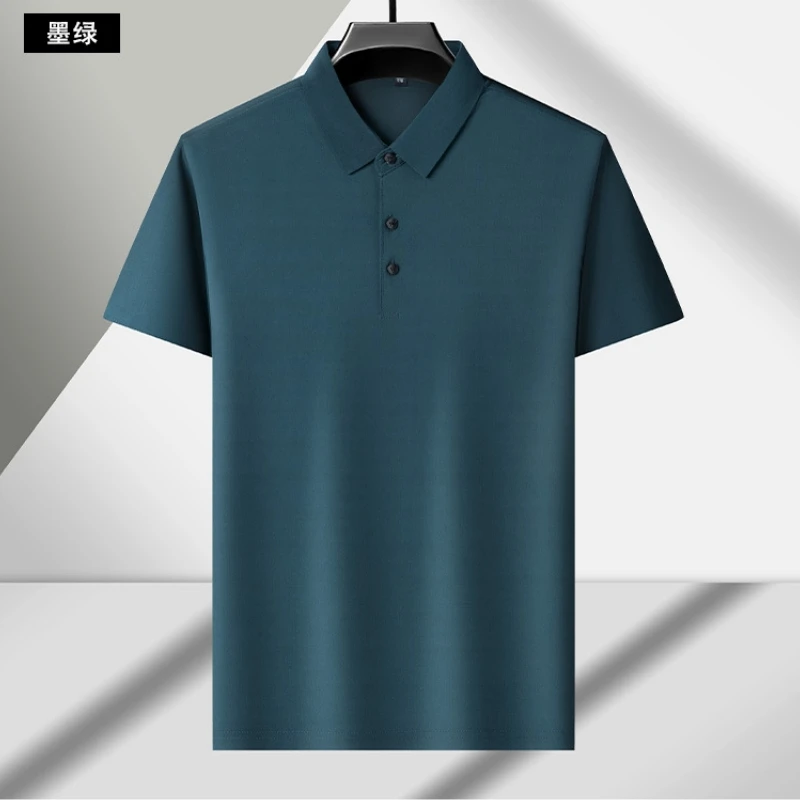 Premium Men Polo Tshirt 2024 Summer Stretch Solid Short Sleeve Business Tee Tops Men Casual Lapel T-shirt D0151