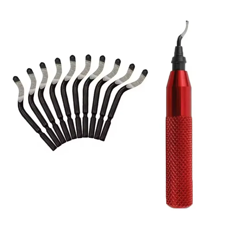 AB42-Essential Metal Deburring Tool Kit For Wood - 10Pc High-Speed Steel Blades With Trimming Knife