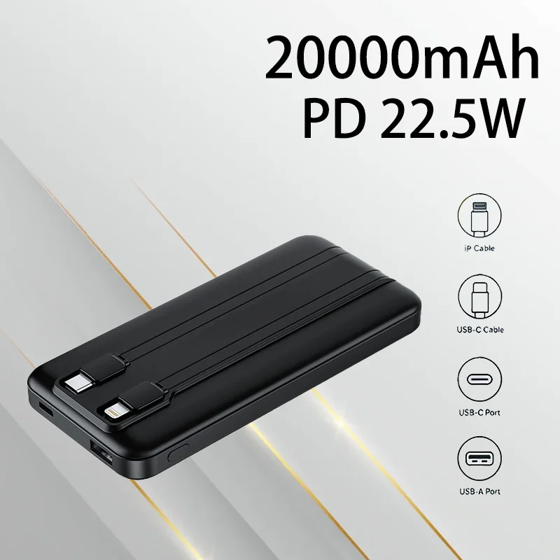 

Portable 10000mAh Power Bank Dual Cable 22.5W Fast Charging Emergency External Battery Compact for Outdoor and Daily Use