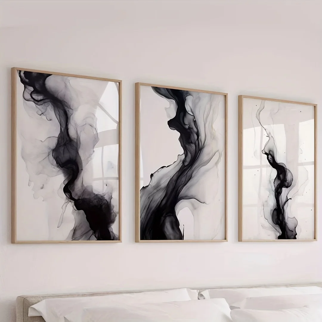 3pcs Modern Minimalist Black & White Abstract Canvas Wall Art Set – Frameless Polyester Prints for Living Room Decor, Perfect Gi 3pcs Modern Minimalist Black & White Abstract Canvas Wall Art Set – Frameless Polyester Prints for Living Room Decor, Perfect Gi
