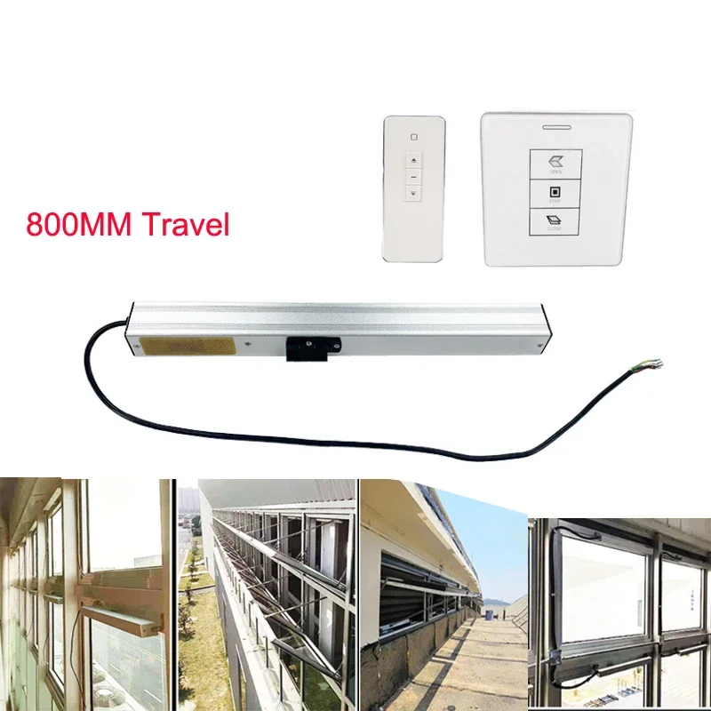 800MM Smart Home Use Remote Control Electric Aluminum Window Opener 24V Built-in Rain Sensor with Phone APP Control