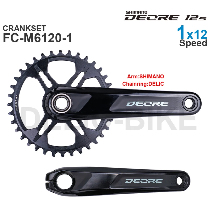 SHIMANO DEORE FC-M6100-1 FC-M6120-1 MTB Crankset with DELIC Chainring 32 34 36T 1x12-speed