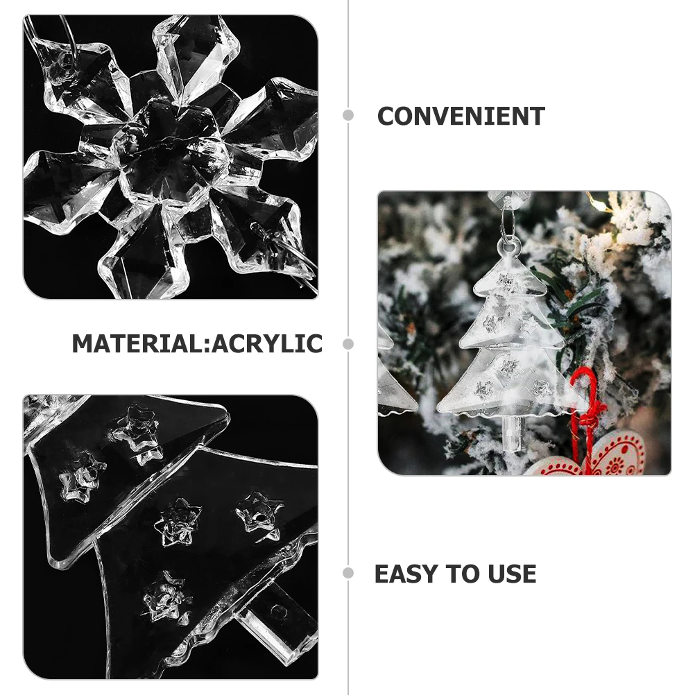 

4Pcs Snowflake Hanging Christmas Tree Ornaments Acrylic Xmas Decoration Pendant Party Hanging Decor Holiday Supplies