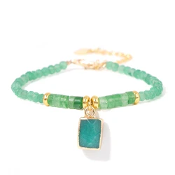 Natural Aventurine Stone Bracelet For Women Men Jades Rectangle Gems Charm Bracelet Fashion Chain Bangles Female Jewelry Gift