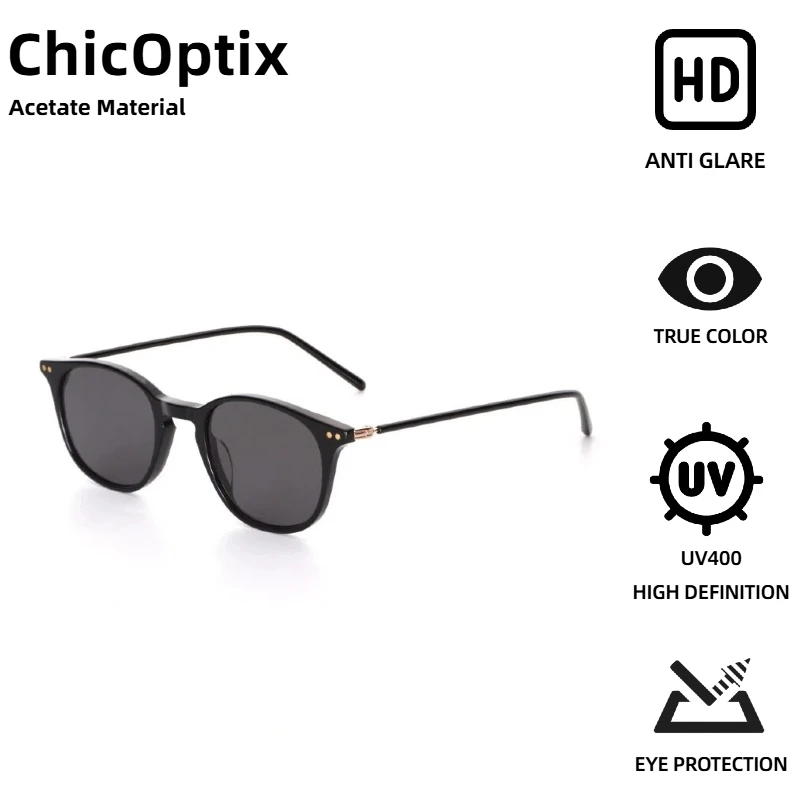 

ChicOptix Fashion Classic Thin Frame Men's Artistic Sunglasses Retro Women's Brand Designer Acetate Sunglasses UV400 Anti-Glare