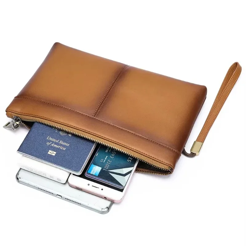 

Leather Travel Wallet Passport Clip Leather Envelope Men's Clutch Bag Men's Leather Bag