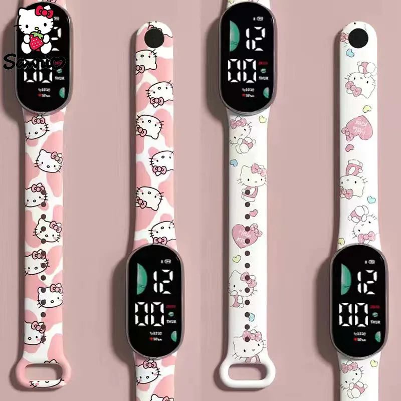 Sanrio Accessories Hello Kitty Watch Kuromi Watches Cinnamoroll Waterproof Electronic Clock Led Anime Toy Maltese Children Gift