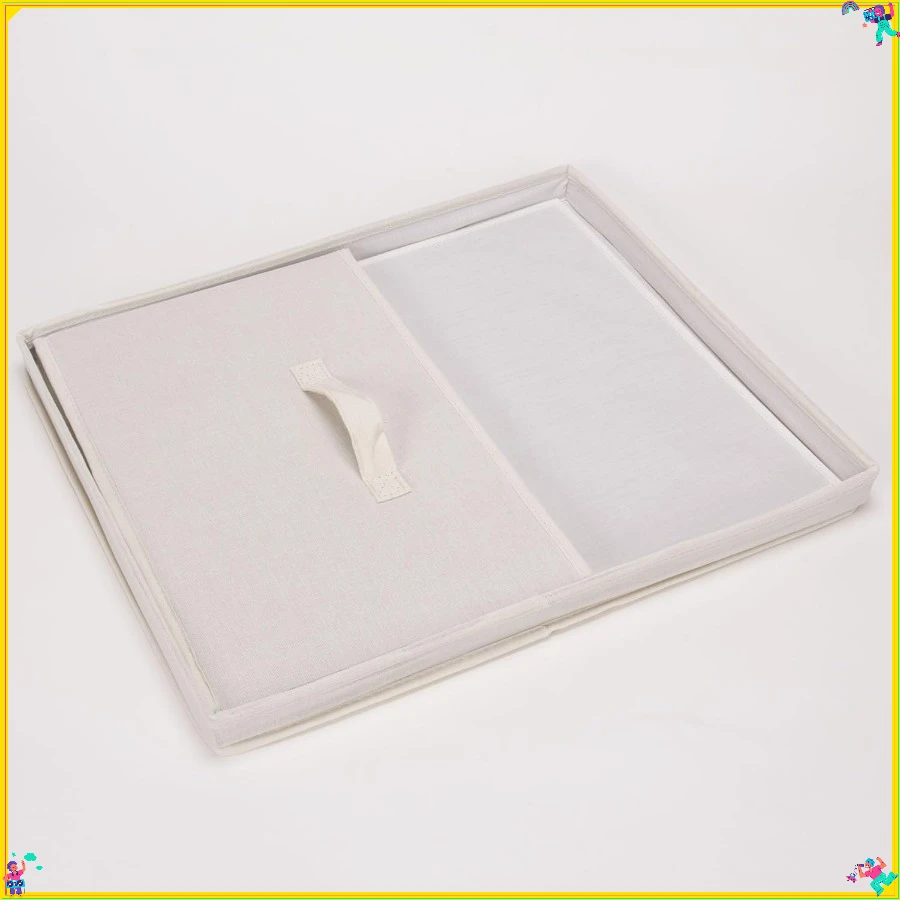 115 Storage Box with Lid and Handle | Natural Beige Canvas | Jumbo 19"L x 10"W x 16"H