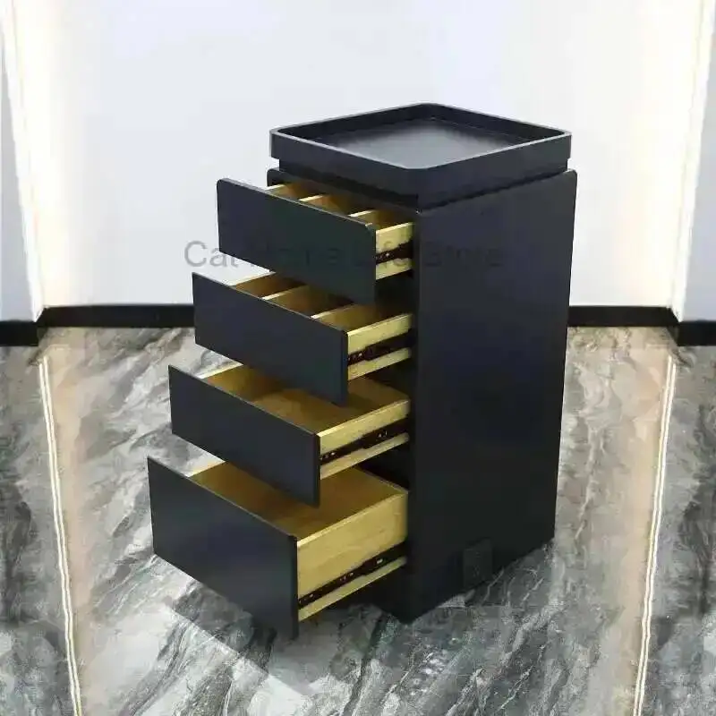 عرض أثاث الأظافر عربات مساعدة للصالونات عربة جمالية عجلات طبية سبا أدراج تجميل أظافر فاخرة سوداء Lashista #5