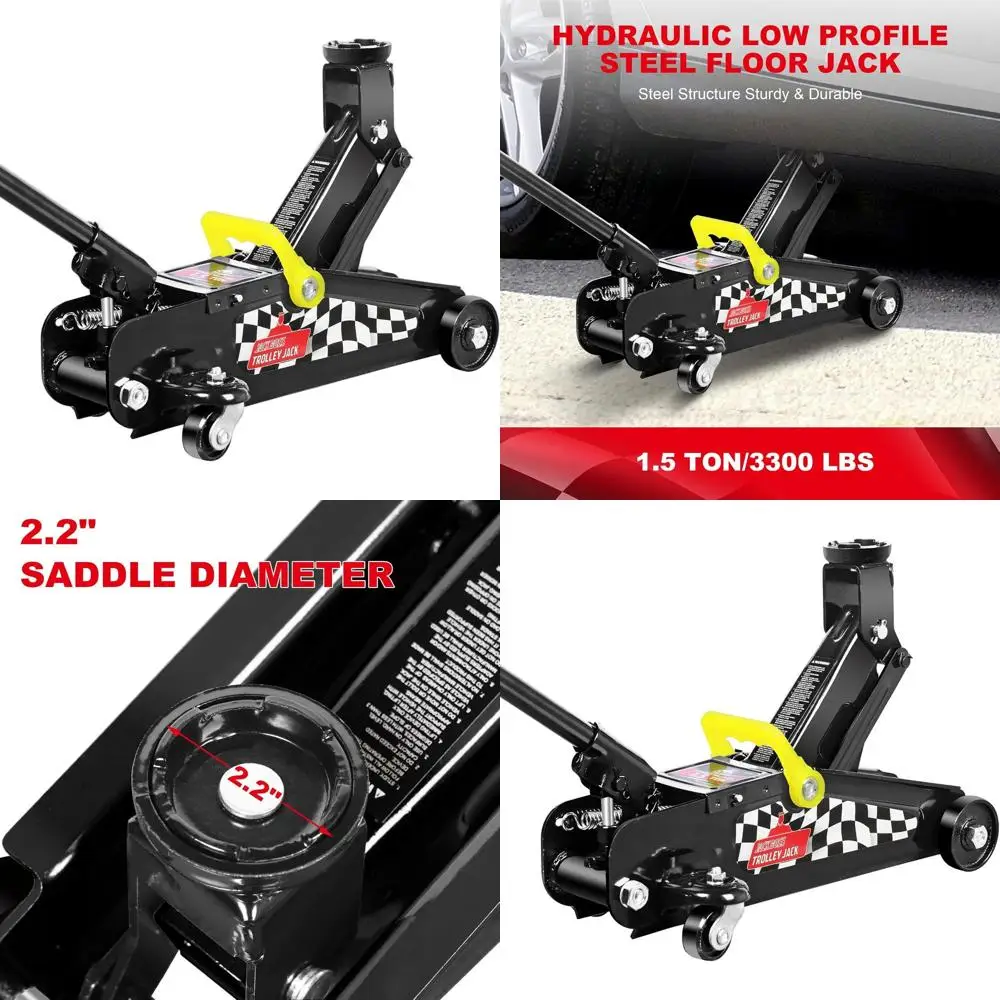 

1.5 Ton Hydraulic Car Jack, 3000 LBs Capacity, Lifts 5.1 to 12.6, Ideal for Sedans, Black