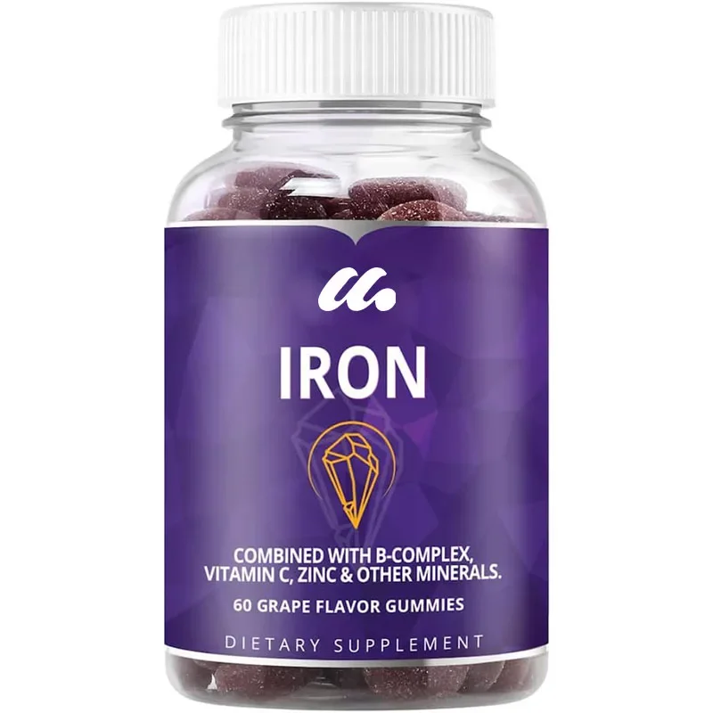 Iron Gummies-Multivitamins containing iron,vitamins,and zinc-Grape flavored,women's,men's,and children's vegetarian supplements