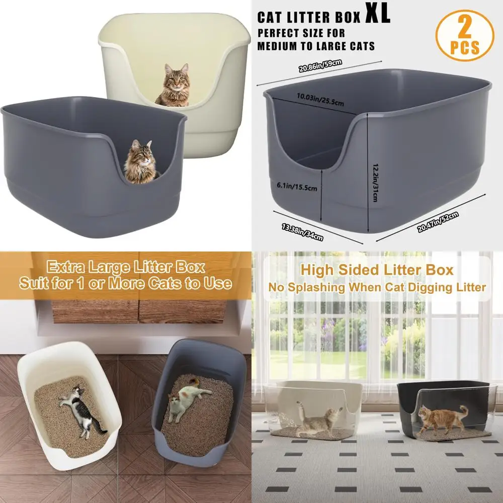 

Очень большой ящик для кошачьего туалета Jumbo для нескольких кошек, 24,6 л x 18,3 В x 12,2 ч, открытый верхний дизайн, идеально подходит для крупных кошачьих семей