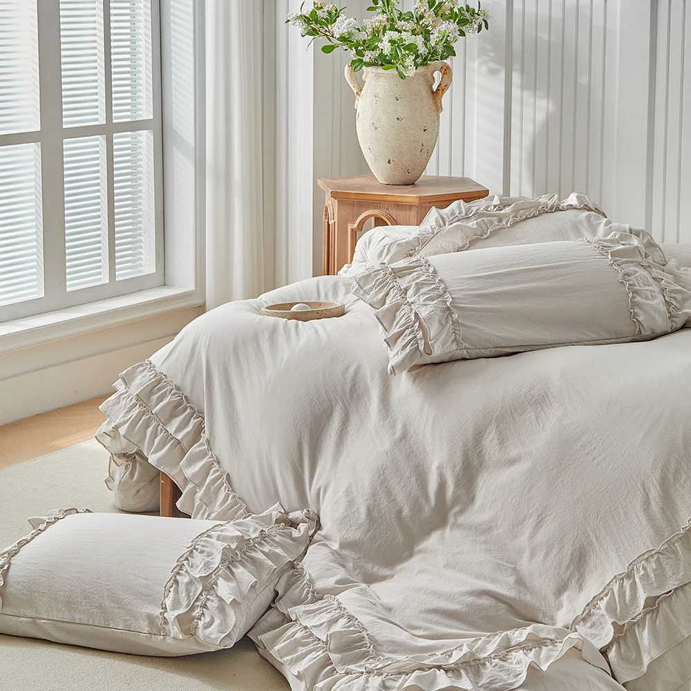Duvet Cover Bedding Set Twin Full Queen King Size 135x200 Nordic Quilt Cover 240x220 Double Single Ruffle Lace Bed Linen 200x200 - view 4