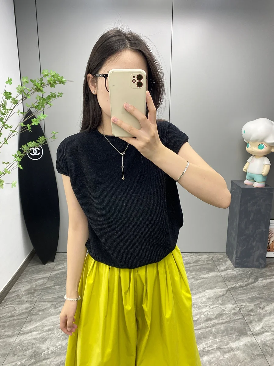 

Beautiful Merino Wool round Ne ort Sve Knitted Sweater Women Loose Slimming Versatile Layering Vest oulder Top