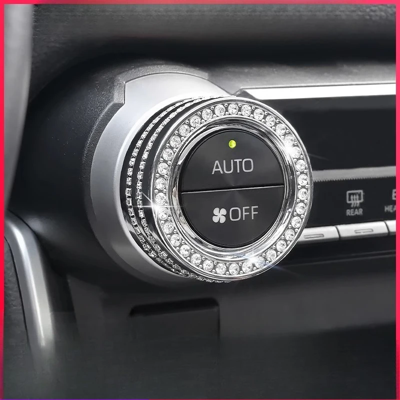 For Toyota 2020-2025 Diamond-encrusted Air Conditioner Knob Wildlander with Diamond Adjustment Frame RAV4 Modification