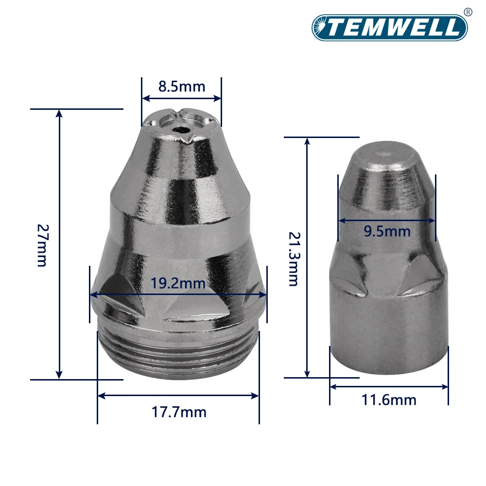 Plasma Cutting Tip Nozzle, Acessórios para máquinas de corte, Cabeça da tocha do cortador, Bico eletrodo, Sucata contactável, LGK100, P80, 20 Pcs, 40Pcs