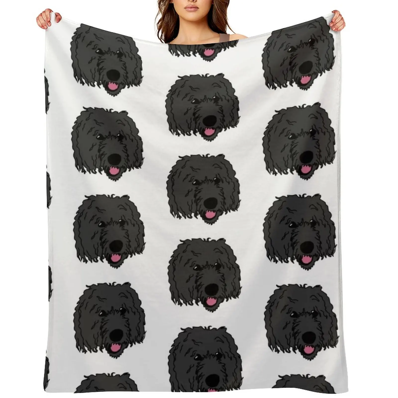 

Black BerneDoodle Labra doodle Dog Perro Throw Blanket Soft Plaid christmas gifts Luxury St Cute Plaid Blankets