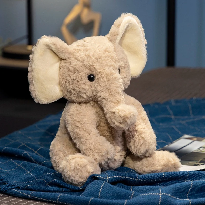 Elefante sentado bonito de 28CM, juguetes de peluche, almohada de felpa de elefante suave, muñeco apaciguador para regalos de Navidad y cumpleaños