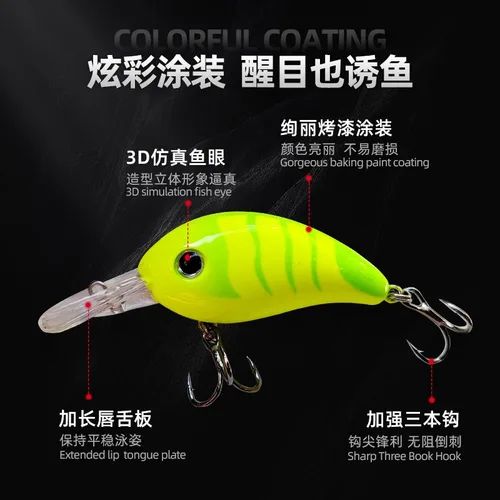 Imagen 2 del producto 1 unidad de cebo de manivela, señuelo de Pesca Wobbler 5,2g 6,2 cm Minnow Isca, señuelo Artificial Crankbait Leurre de Bass Pike Trolling, aparejos de Pesca