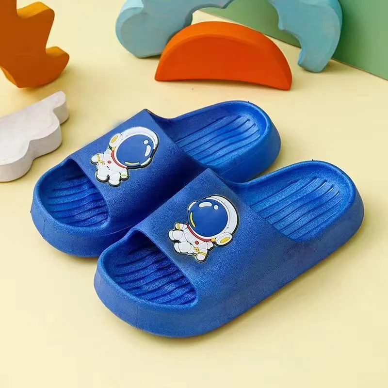 Kids' Astronaut Cartoon Slides Non Slip Soft Sole Indoor Home Slippers for Baby Boys Waterproof Anti Slip Toddler Sandals