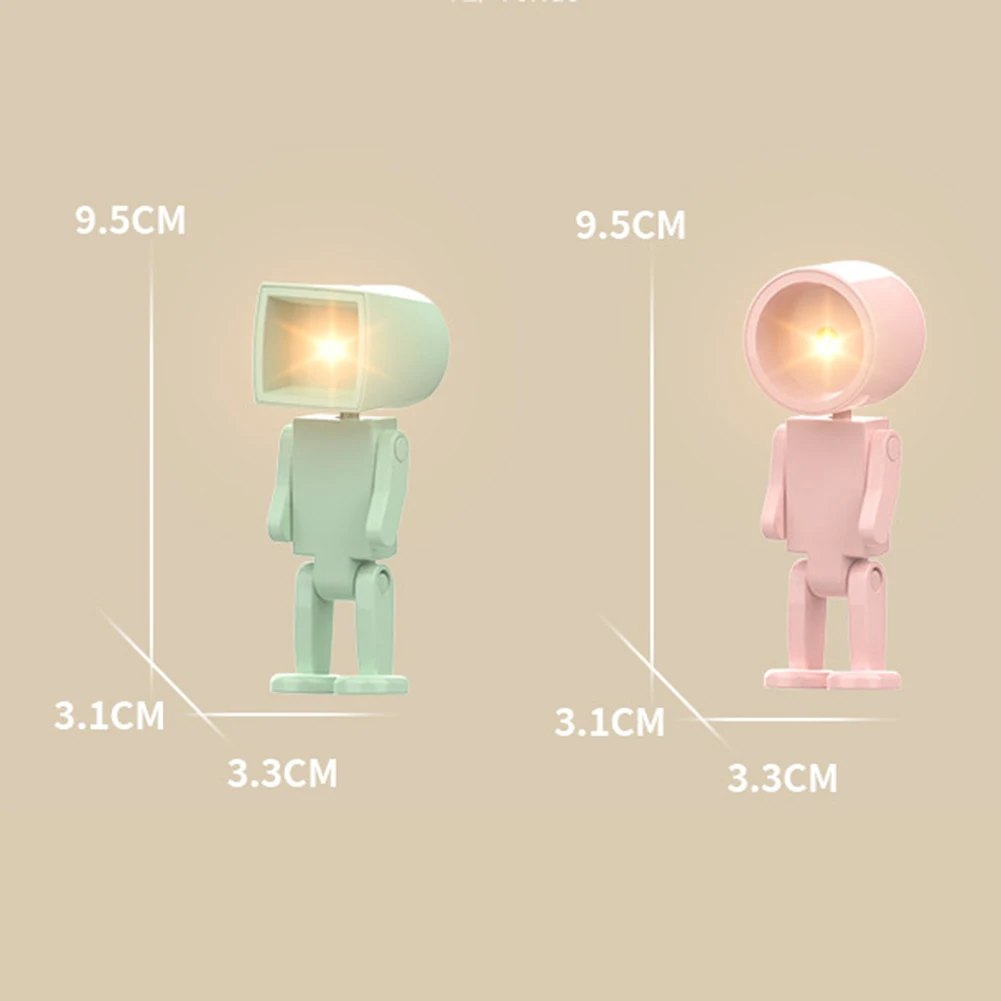 Astronauta criativo luz noturna magnética led mini robô quadrado com bateria livro lâmpada de cabeceira decoração de madeira luz ambiente